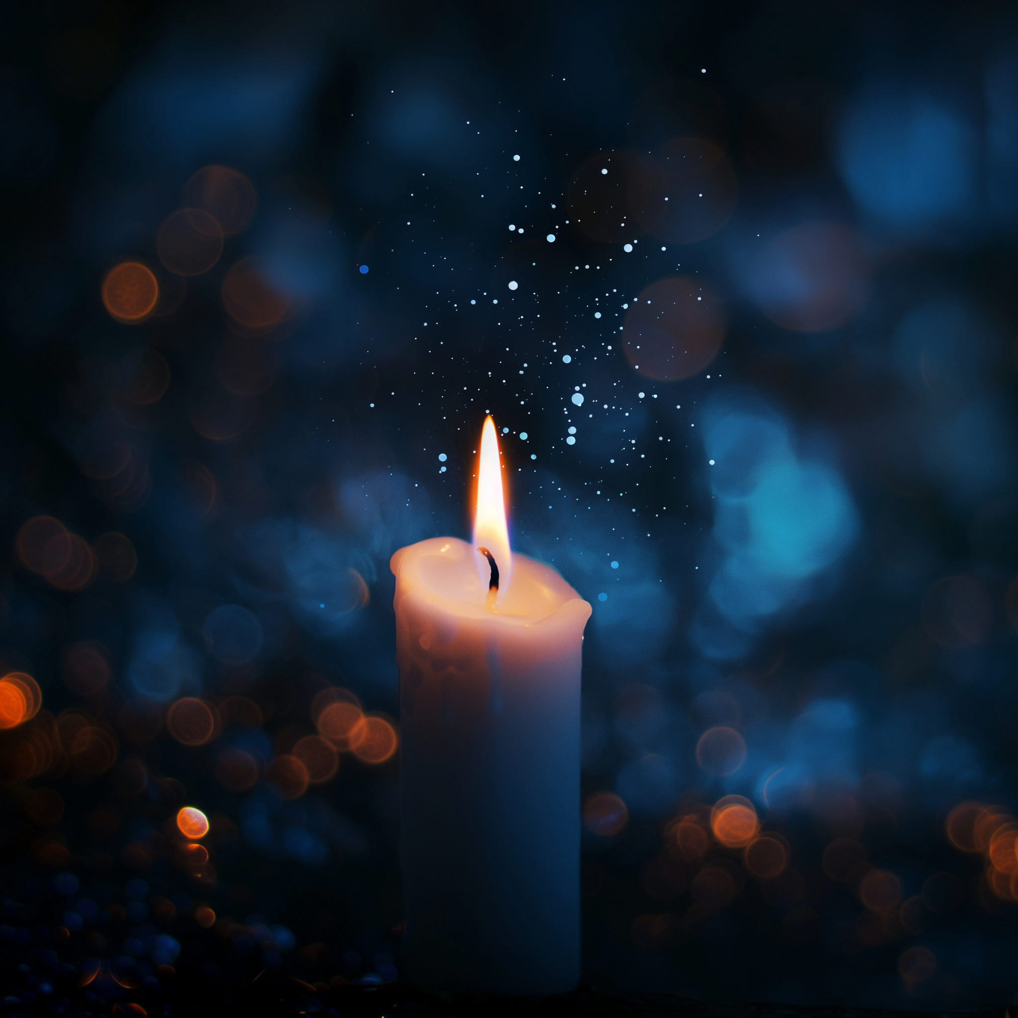 christmas candle glowing in the dark