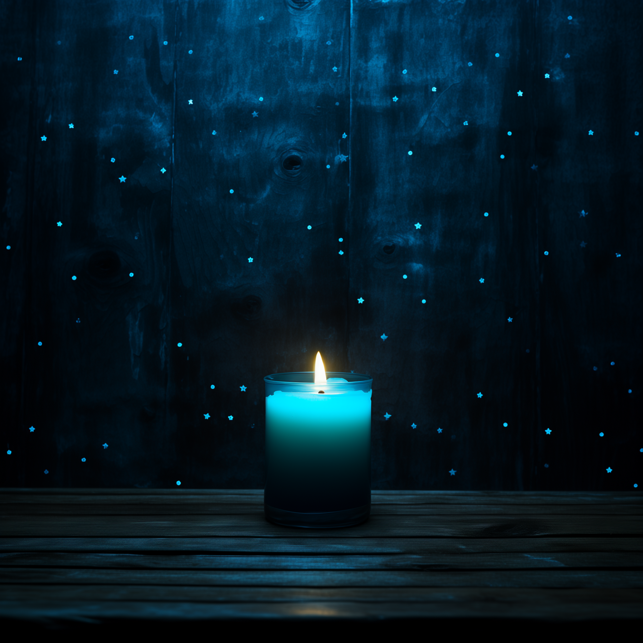 glow in the dark stars on a dark blue background at night