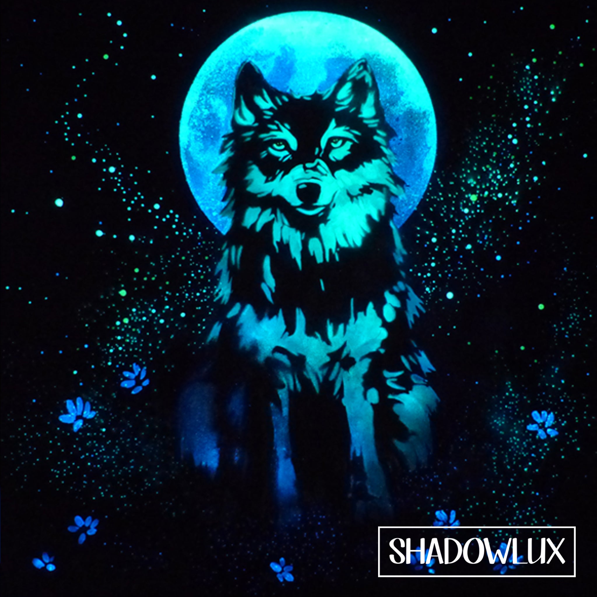 glow in the dark wolf art