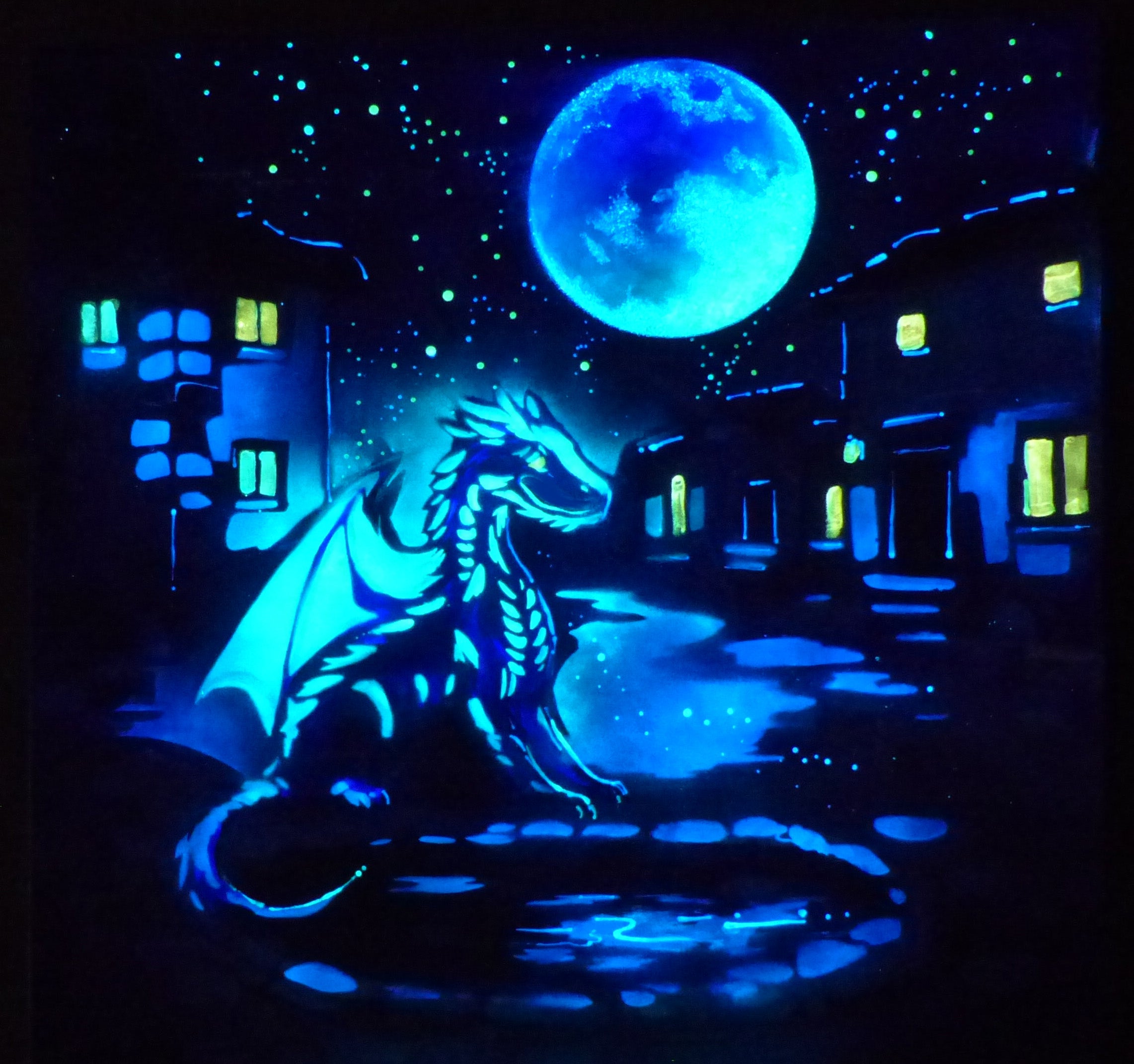 glow in the dark dragon art