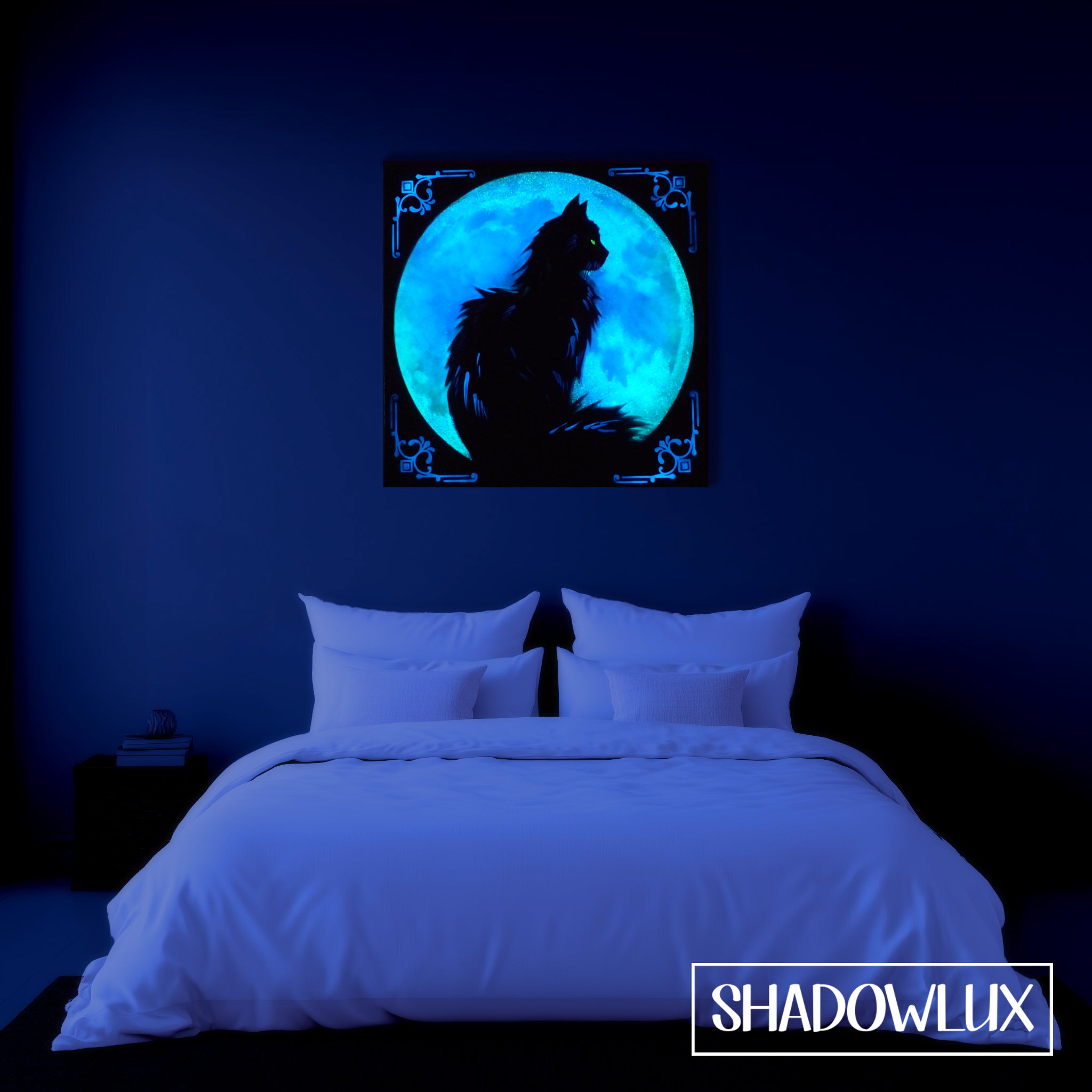glow in the dark cat and moon