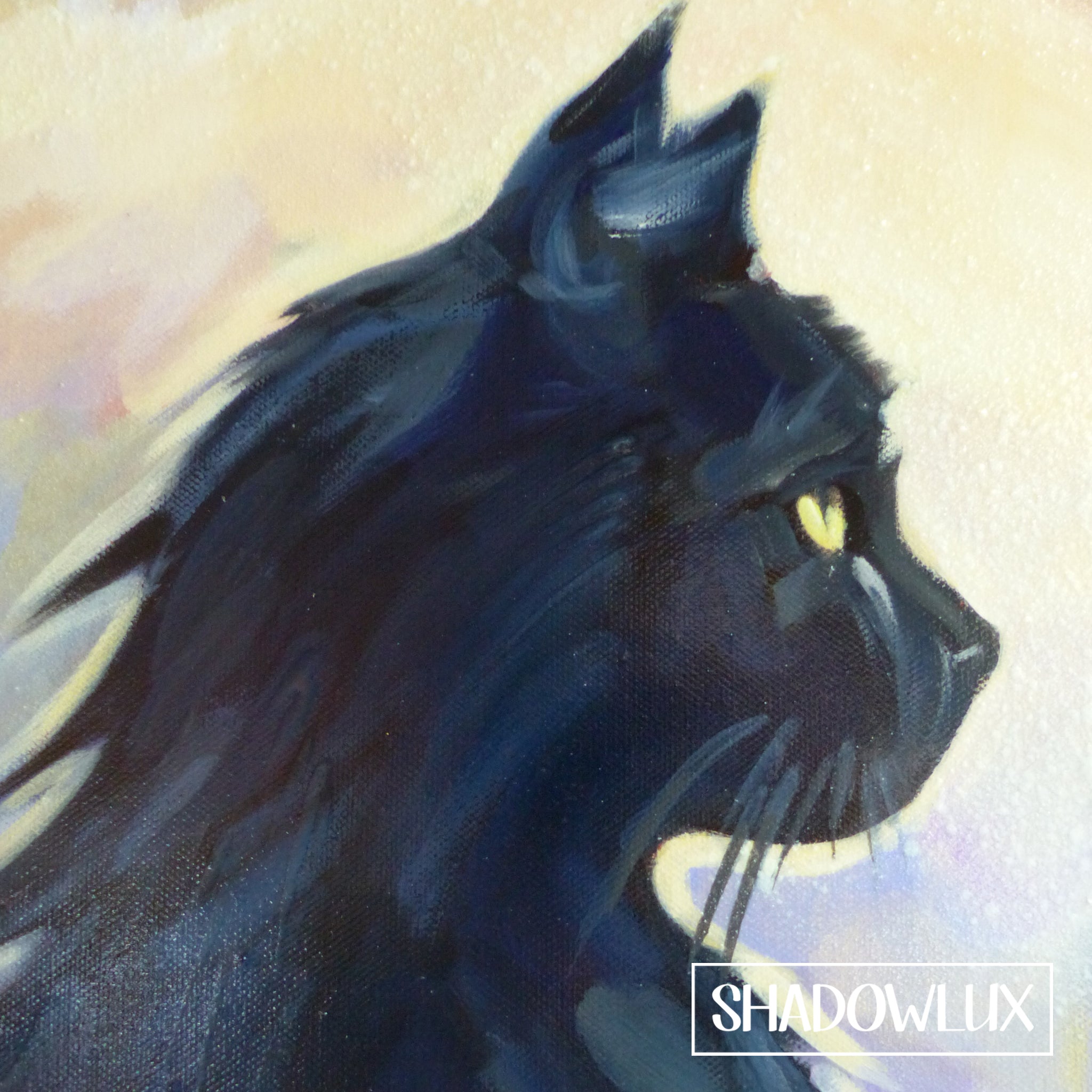 Glow in the Dark Art ~ Mischief ~ Black Cat and Moon ~ New Shadowlux Art