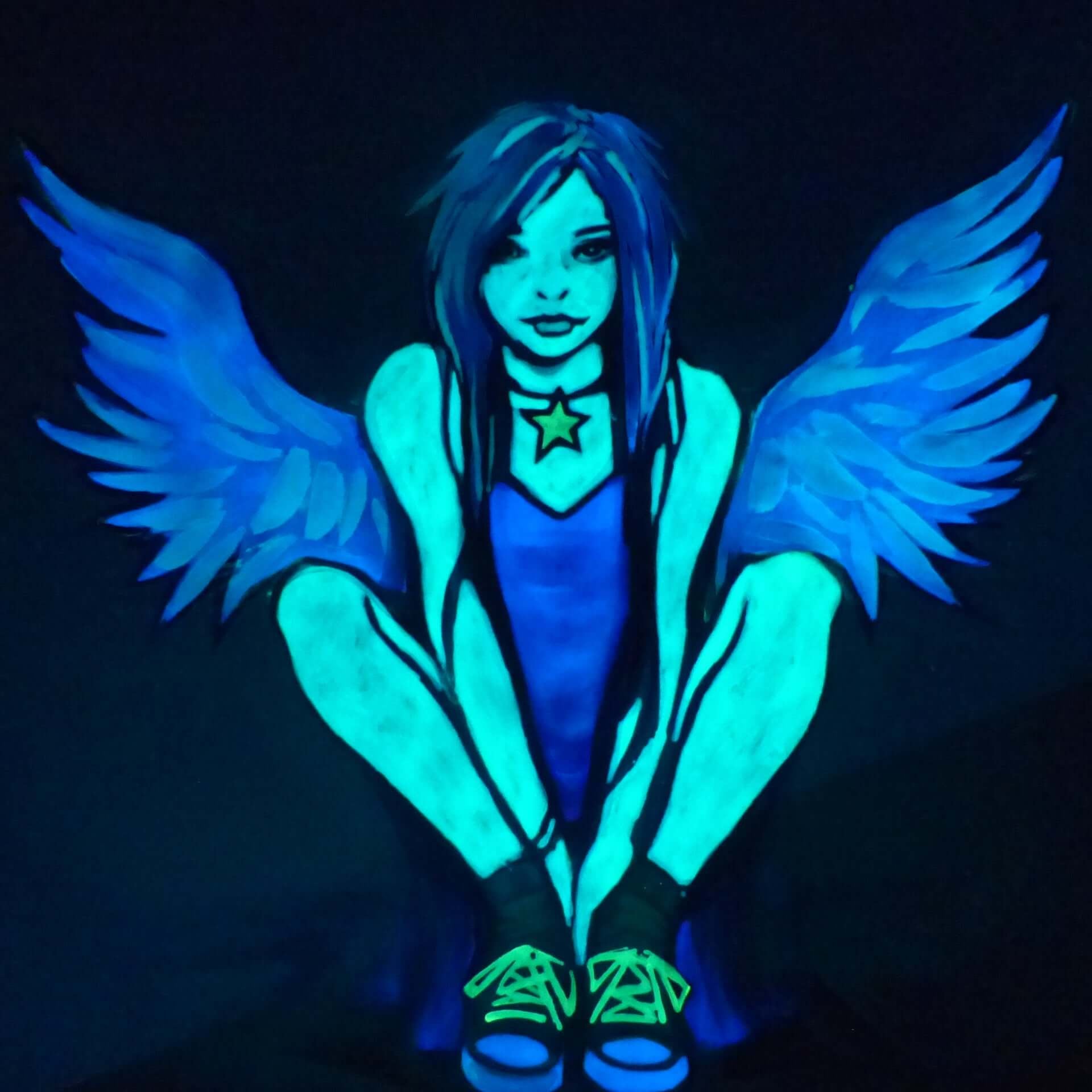 glow in the dark angel painting