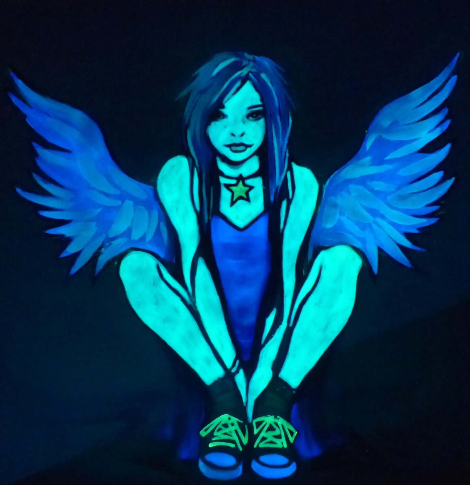 glow in the dark angel painting