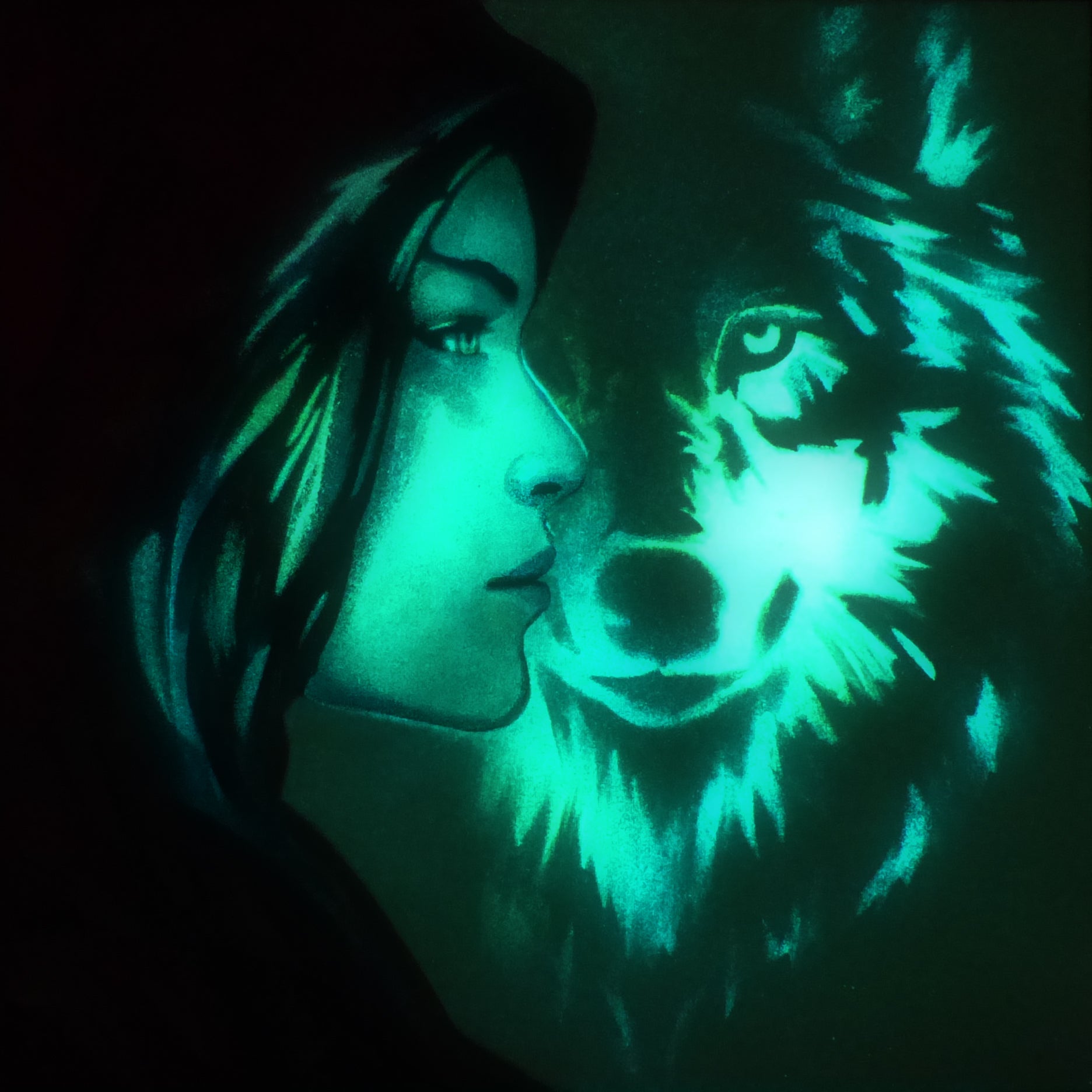 red riding hood glow in the dark art