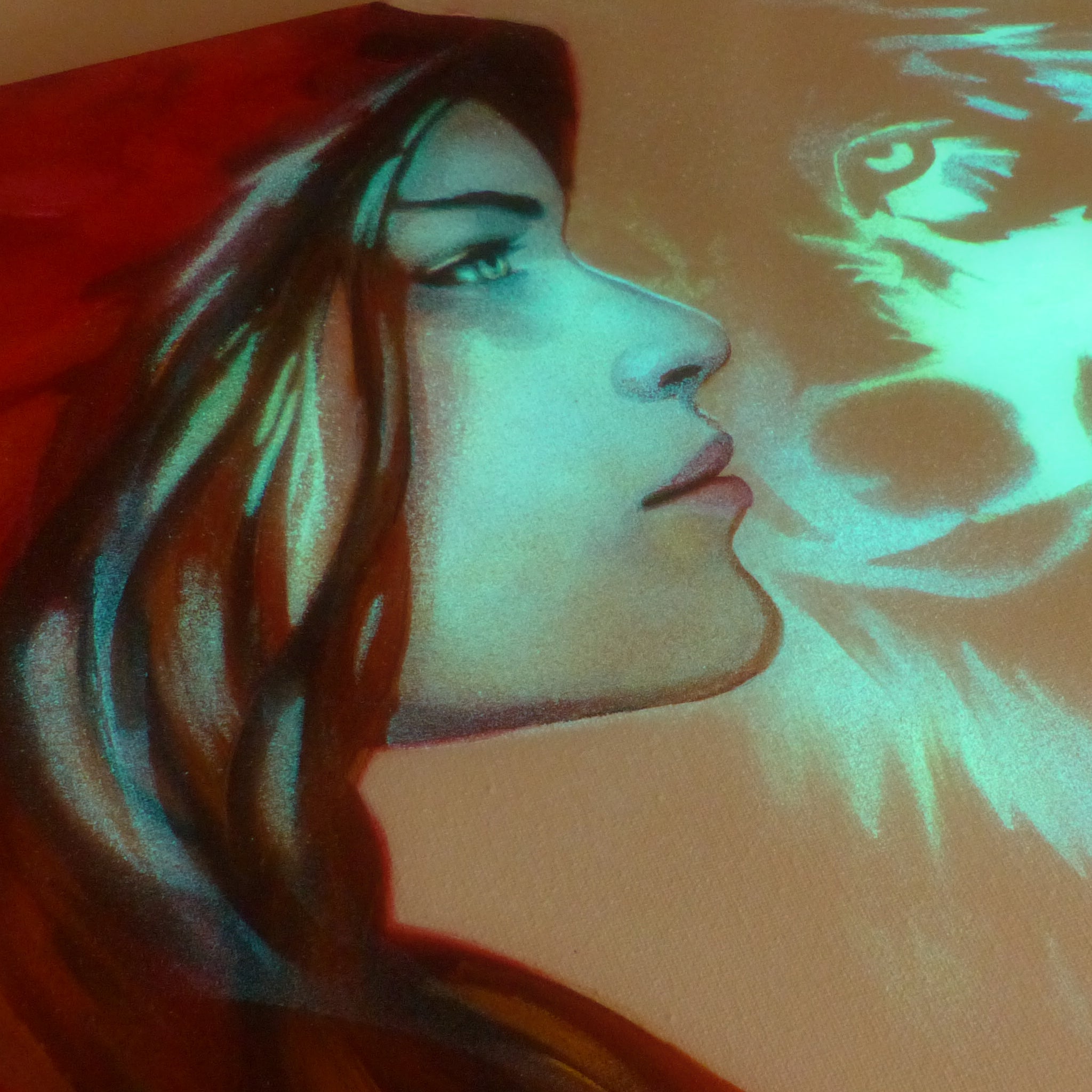 red riding hood glow in the dark art