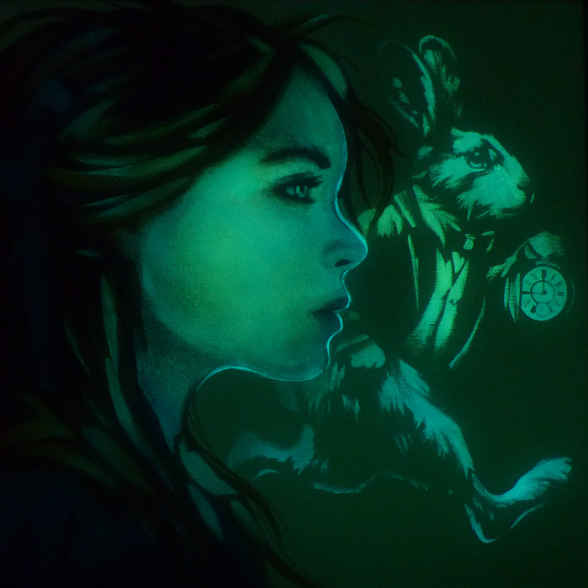 alice in wonderland glow in the dark art