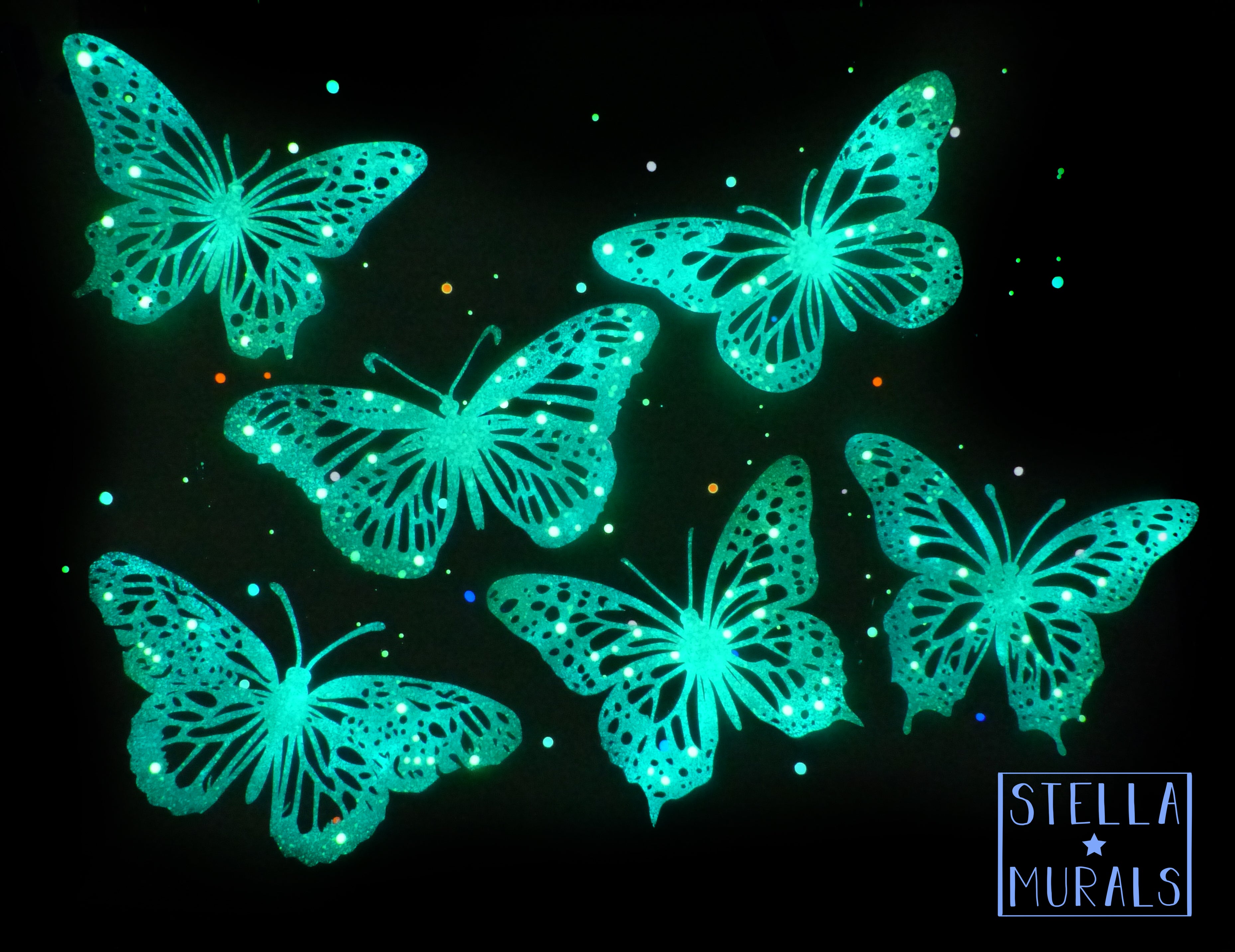 hand painted glow in the dark butterfly stickers and decals for bedroom walls