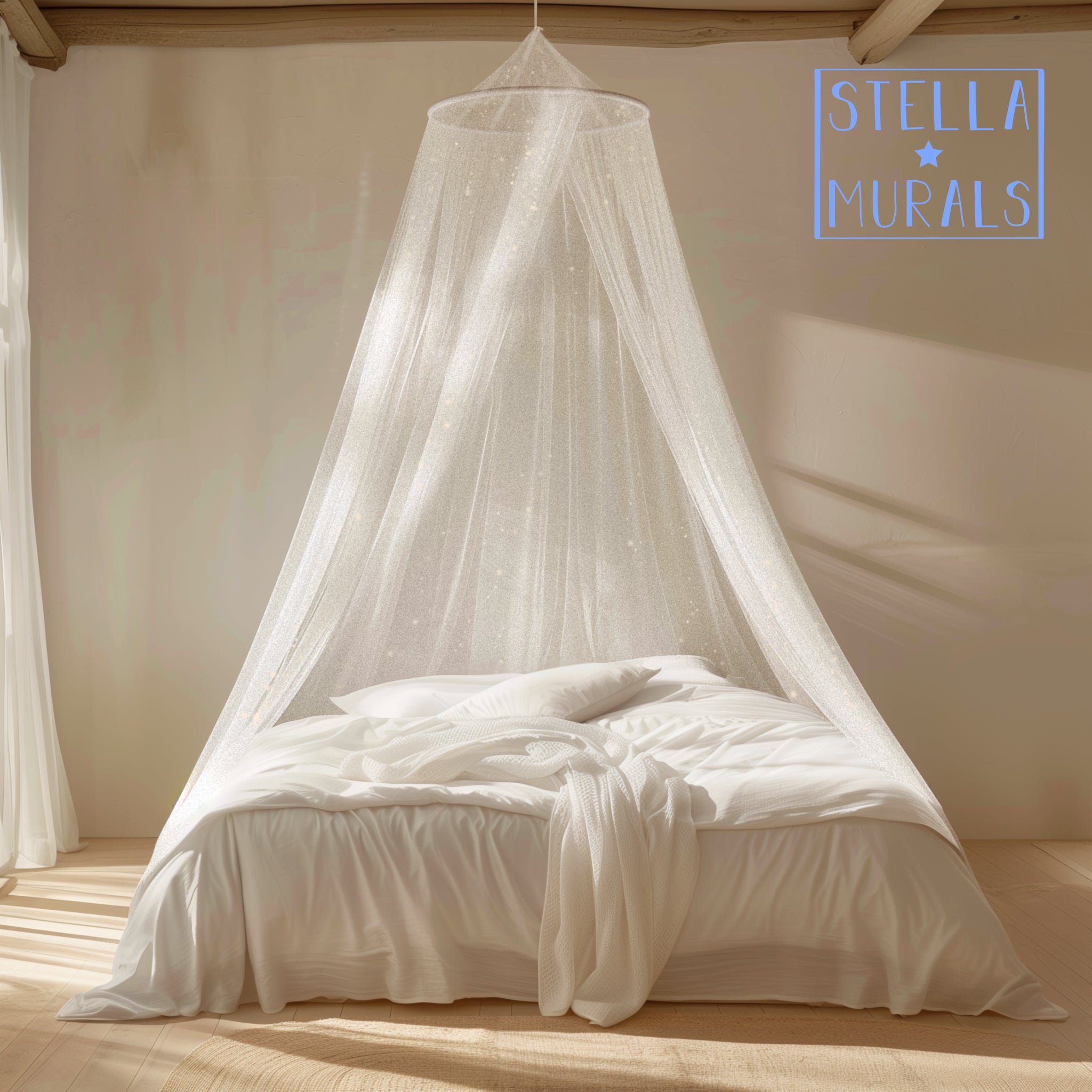 glow in the dark star bed canopy during the day