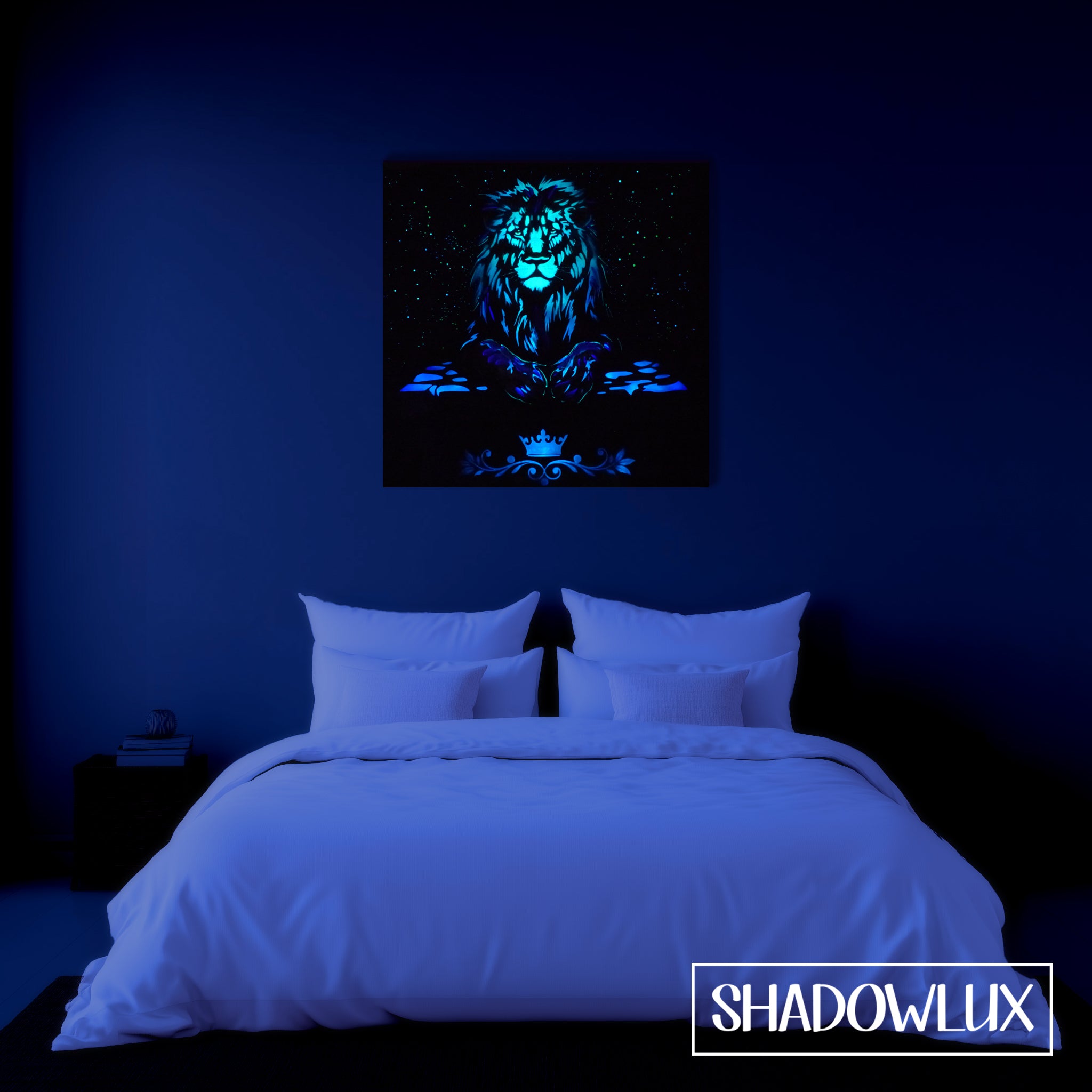 glow in the dark lion art