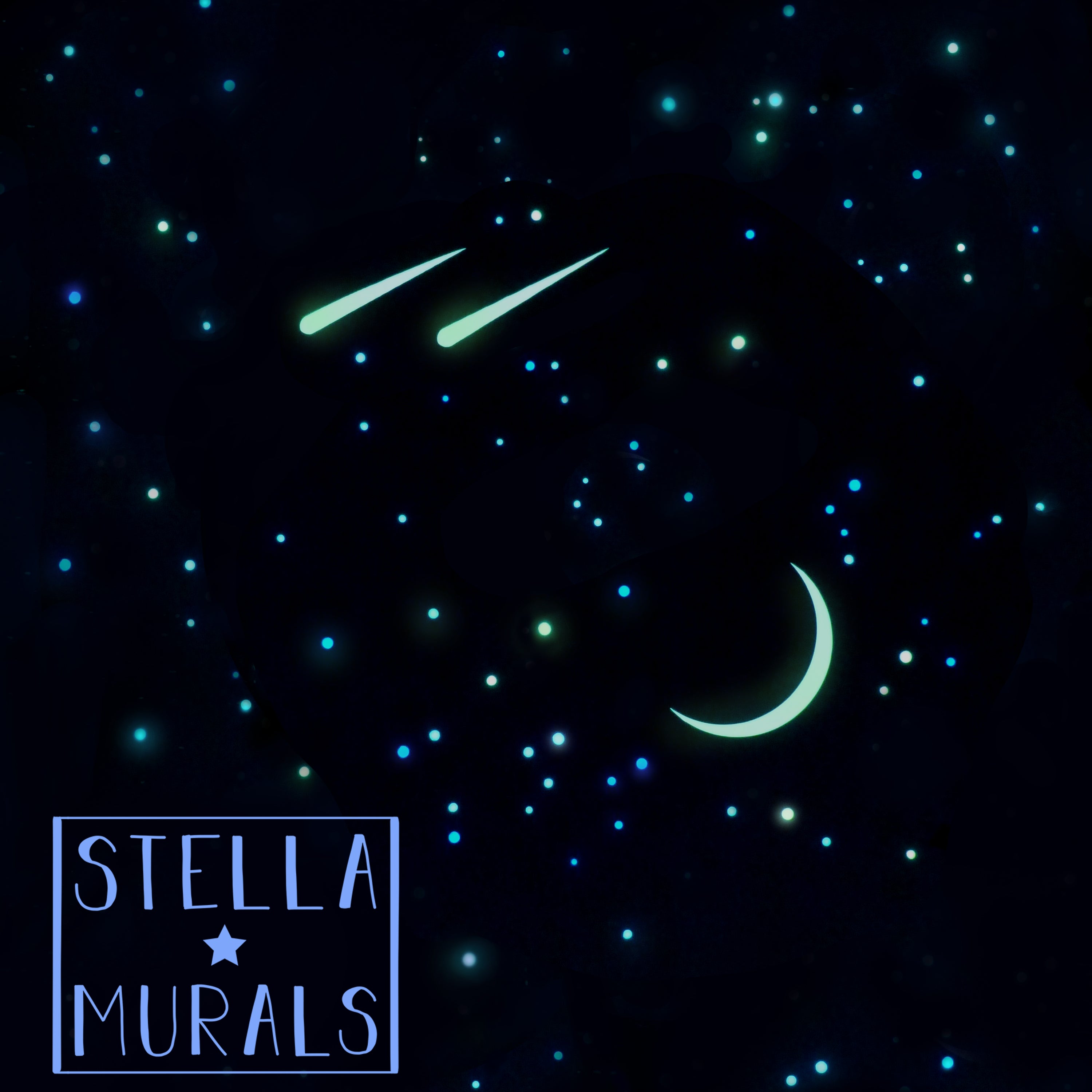 glow in the dark star stickers crescent moon and shooting stars