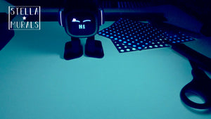 Emo Ai robot saying hi and walking around. Happy desktop friend. 