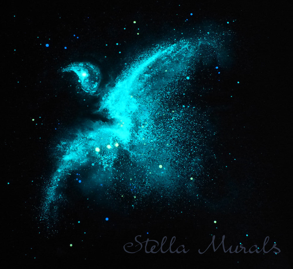 Nebula in orion glow in the dark decal for star ceilings in kids bedrooms.