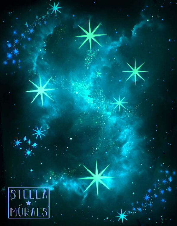 Southern Cross constellation glow-in-the-dark wall mural: A radiant depiction of the iconic star pattern, glowing in the dark.