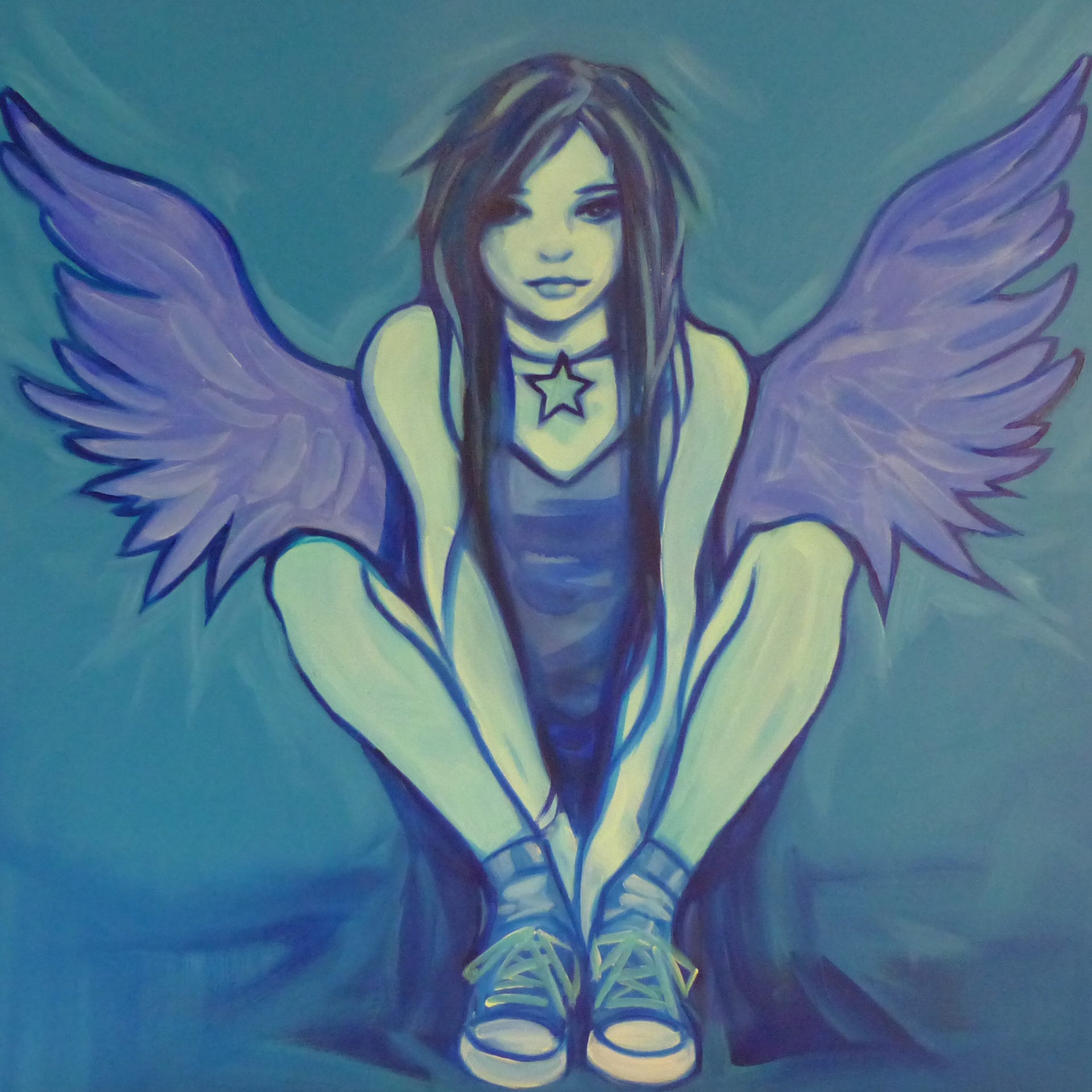 glow in the dark emo angel art