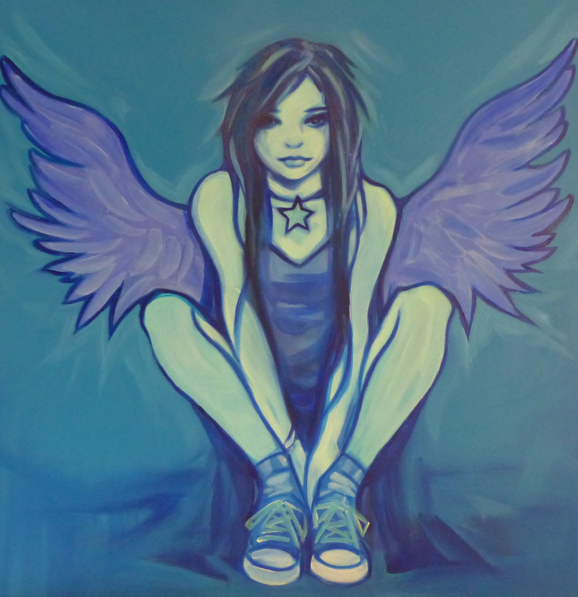 glow in the dark emo angel art