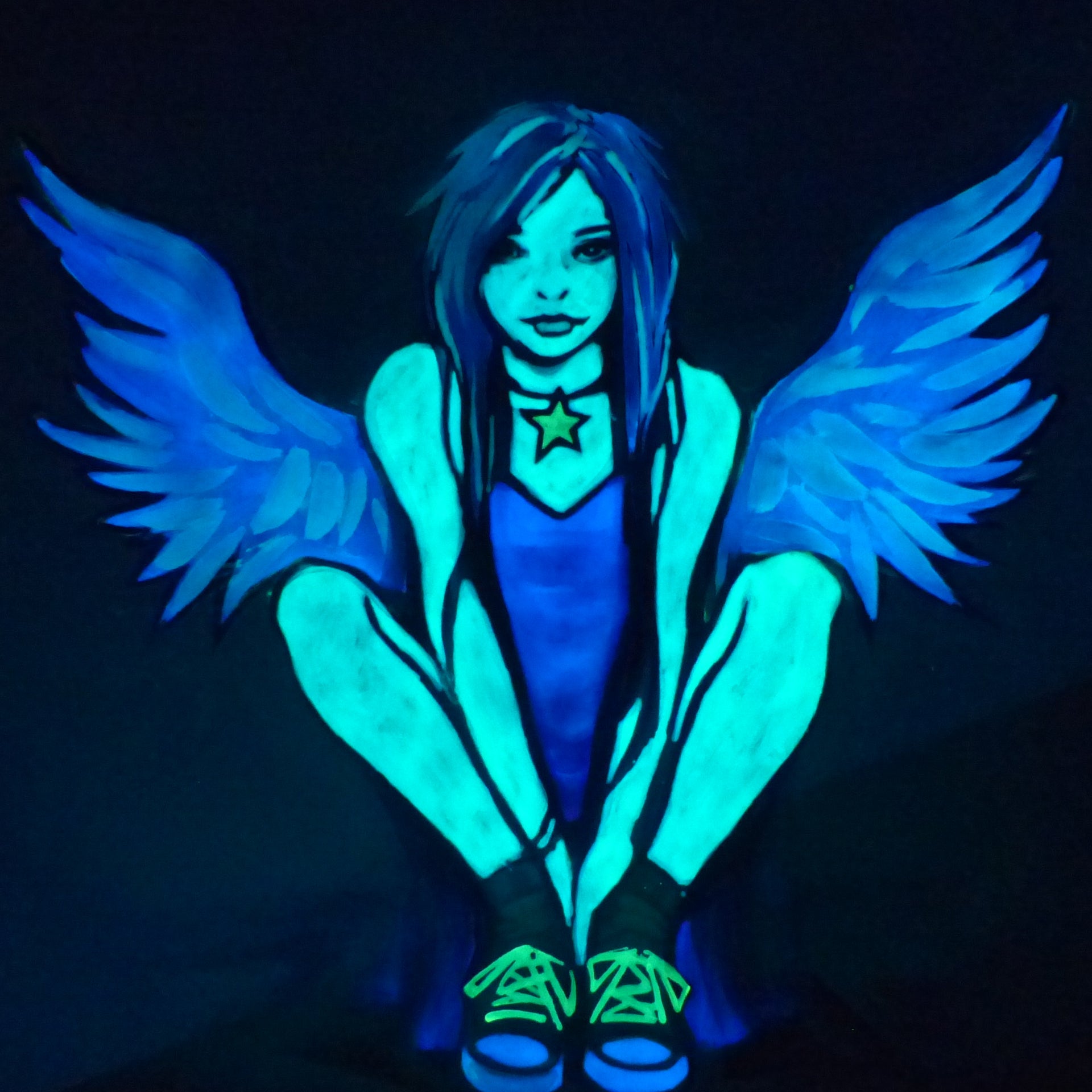 glow in the dark angel painting