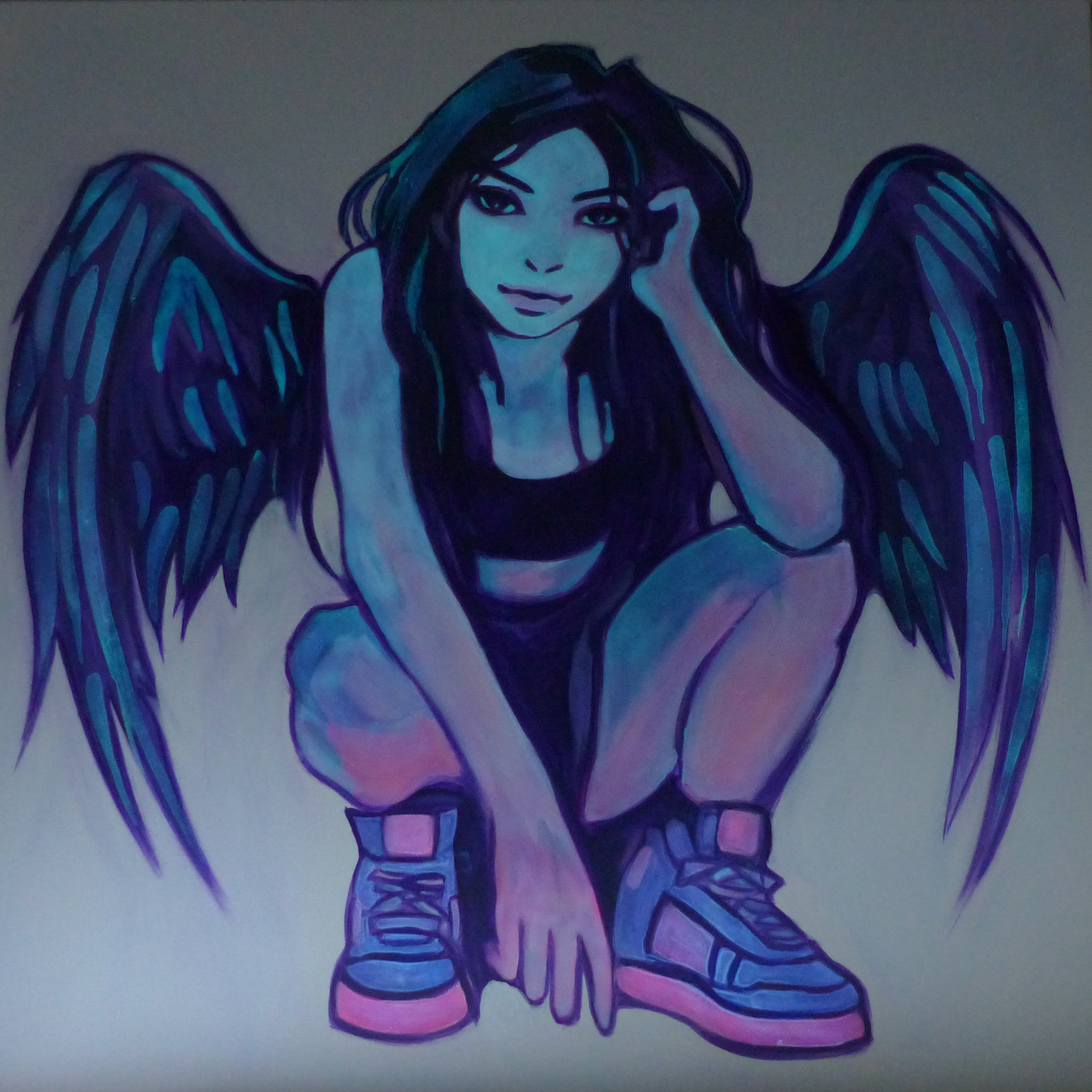 glowing in the dark angel canvas