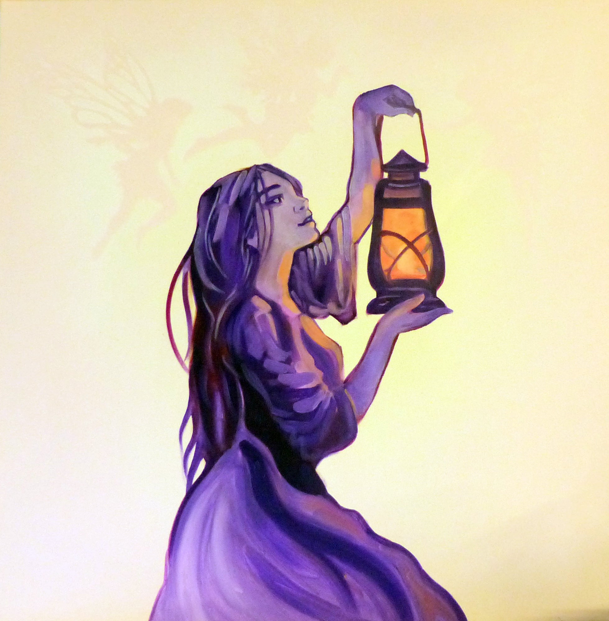 secret glow in the dark painting with hidden secrets showing girl and lantern 
