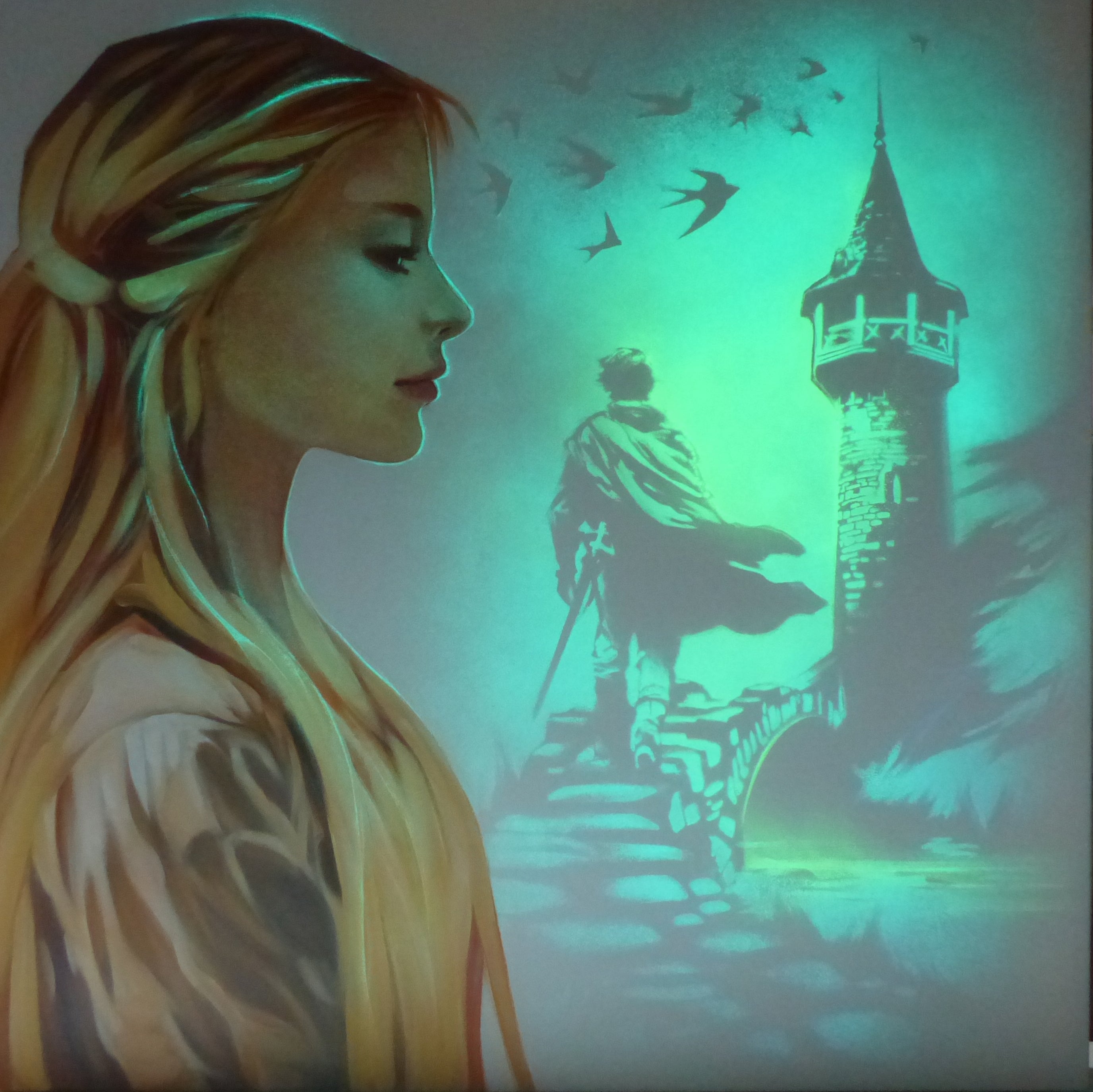 glow in the dark rapunzel tangled art