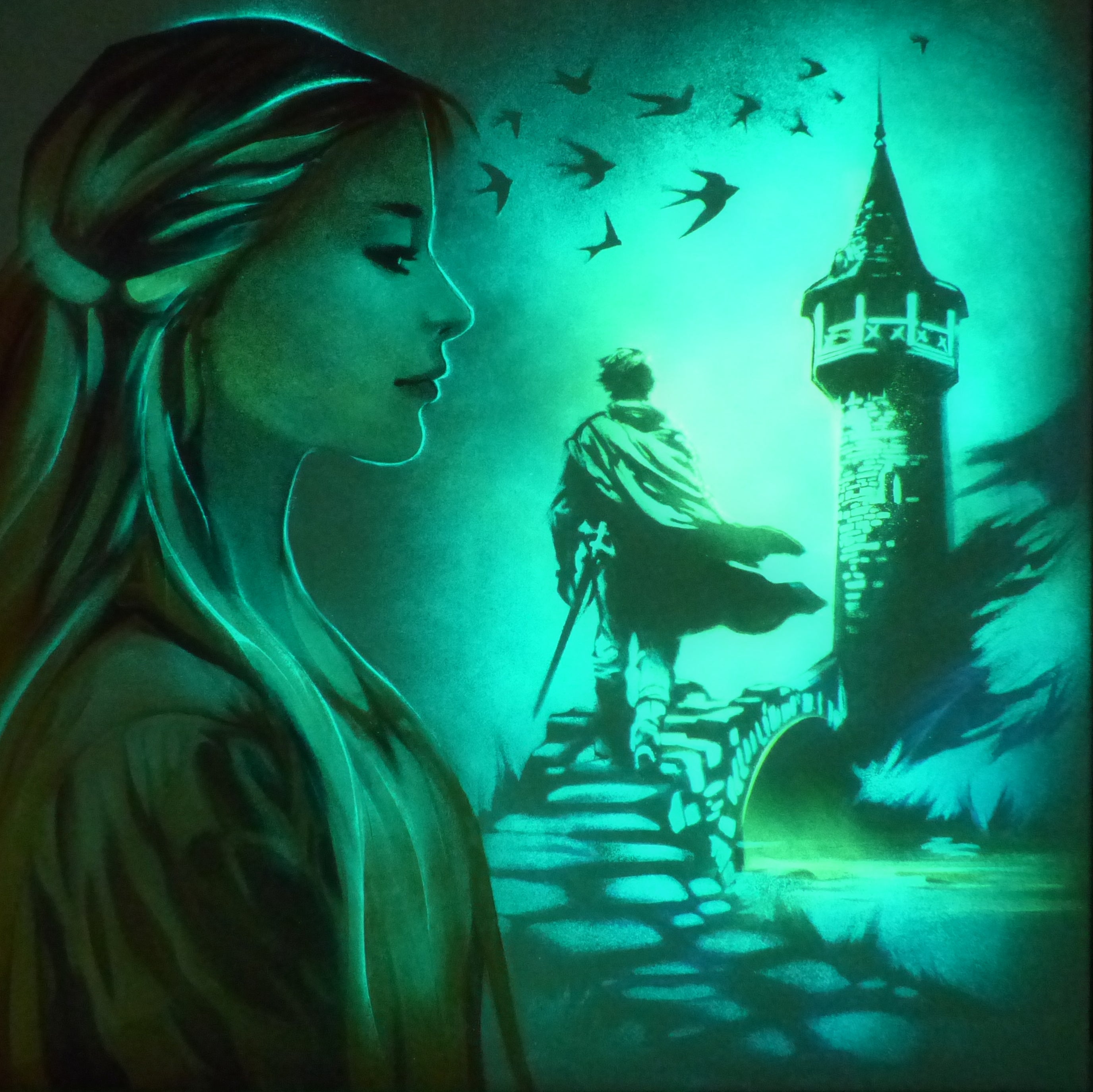 glow in the dark rapunzel tangled art