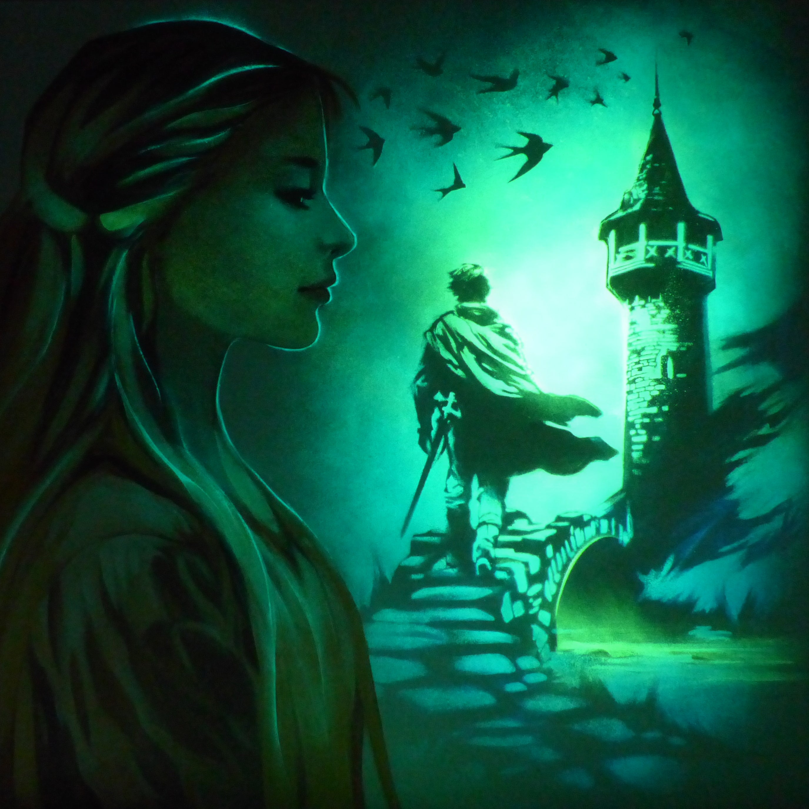 glow in the dark rapunzel tangled art
