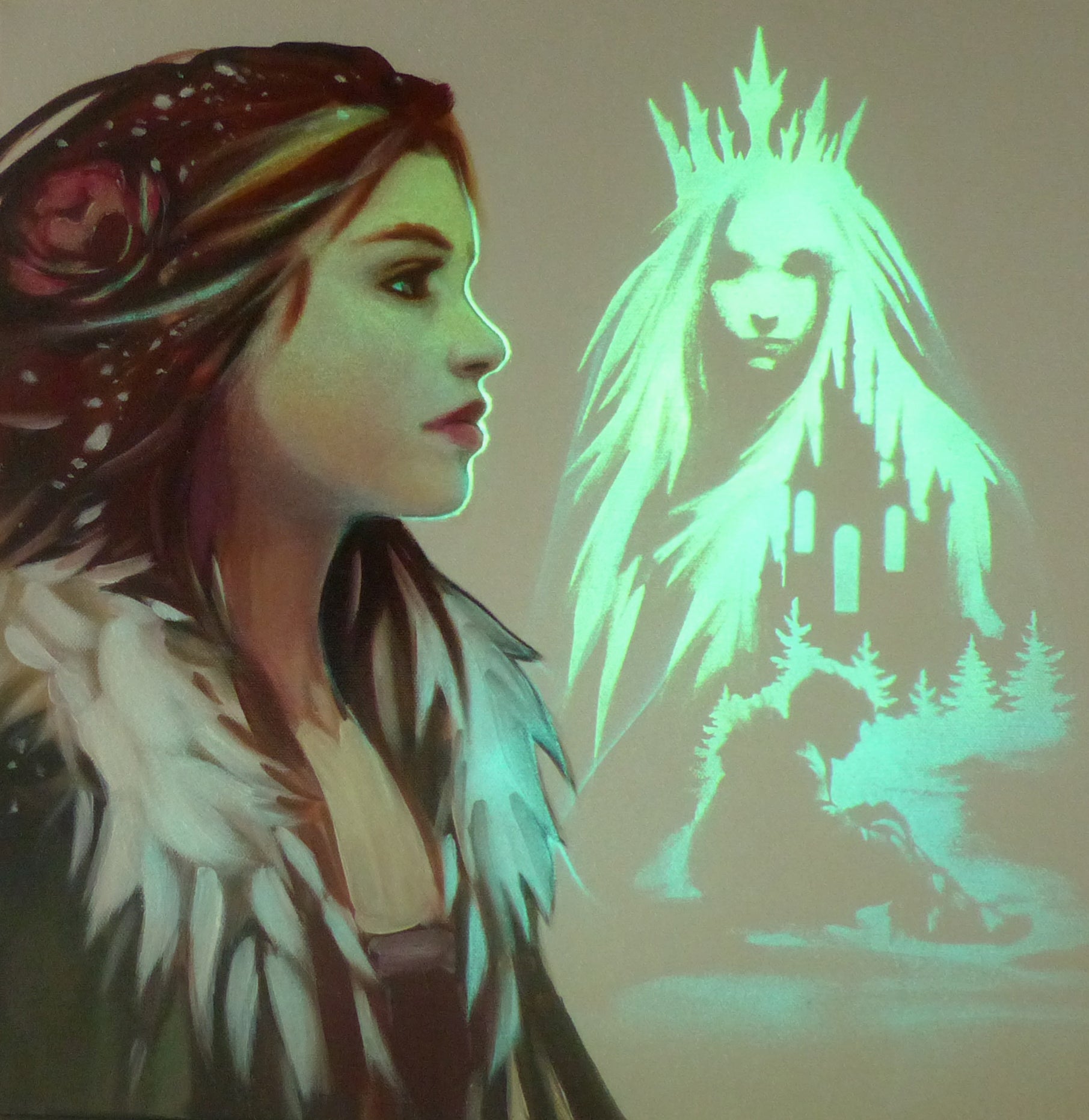 glow in the dark gerda and the snow queen painting