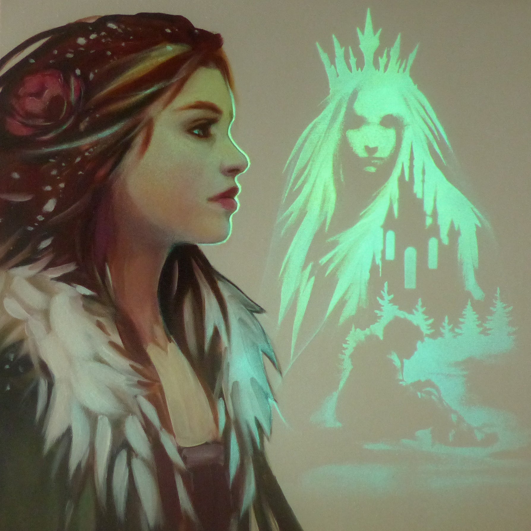 glow in the dark gerda and the snow queen painting