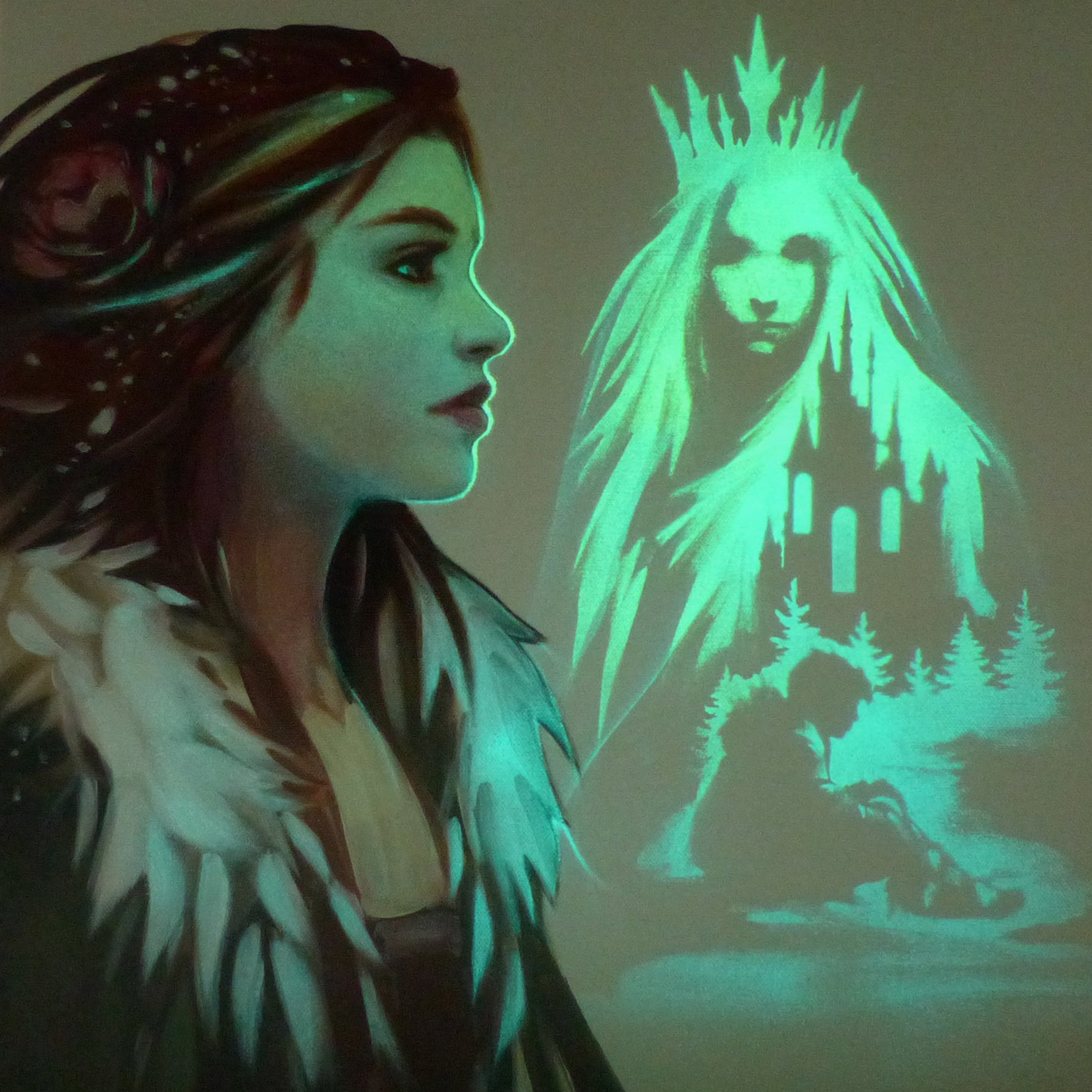 glow in the dark gerda and the snow queen painting