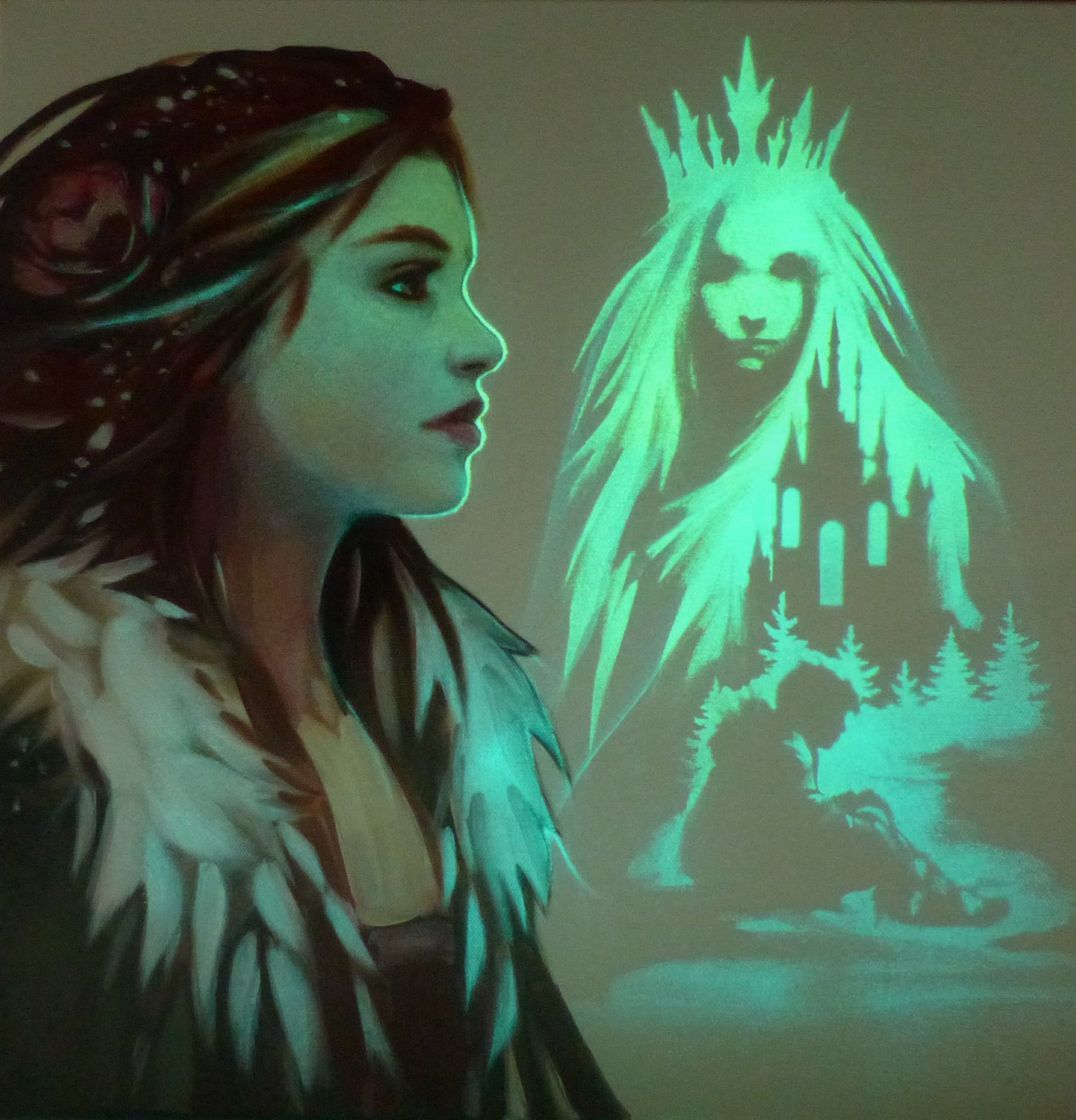 glow in the dark gerda and the snow queen painting