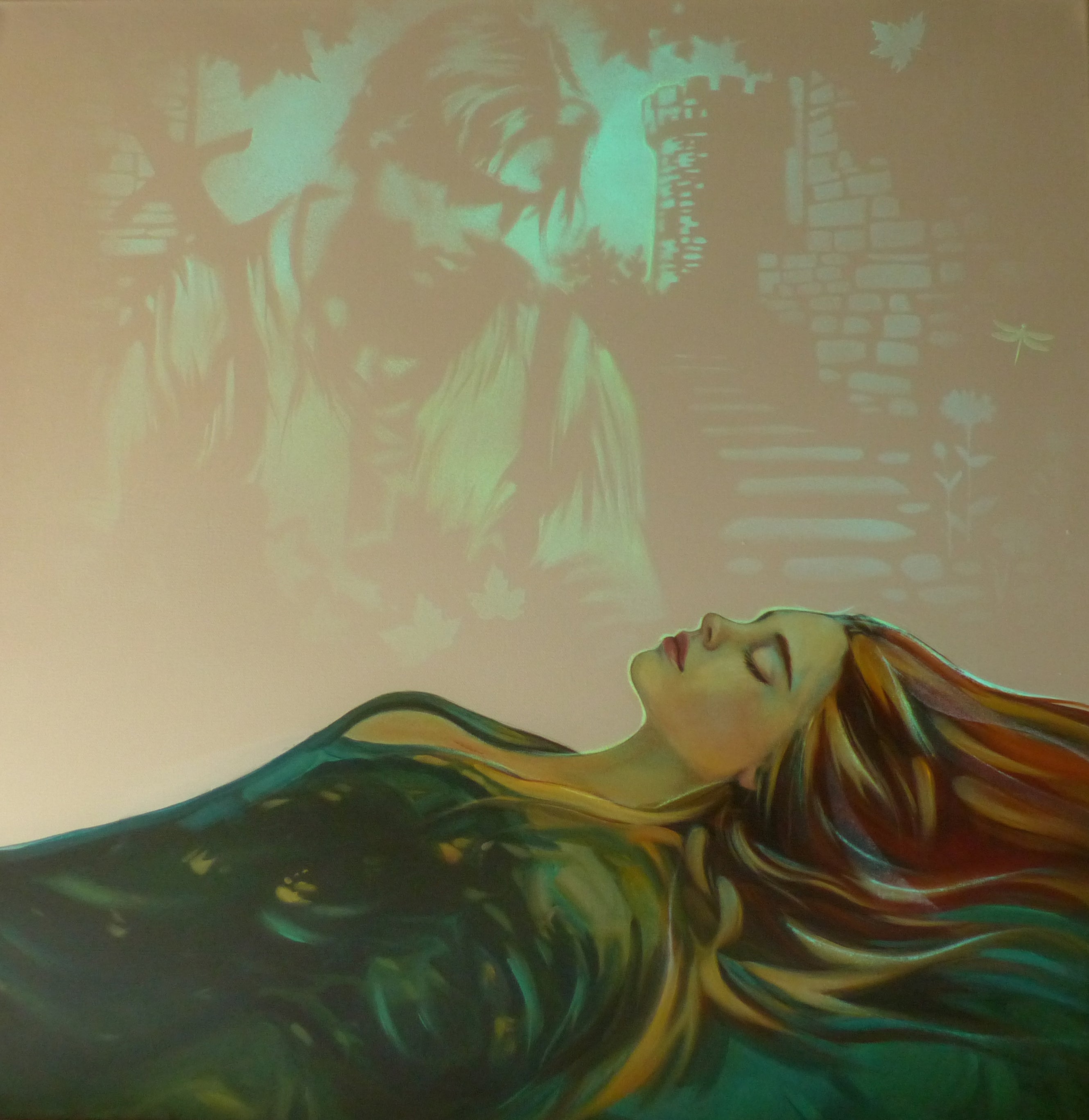 glow in the dark sleeping beauty painting
