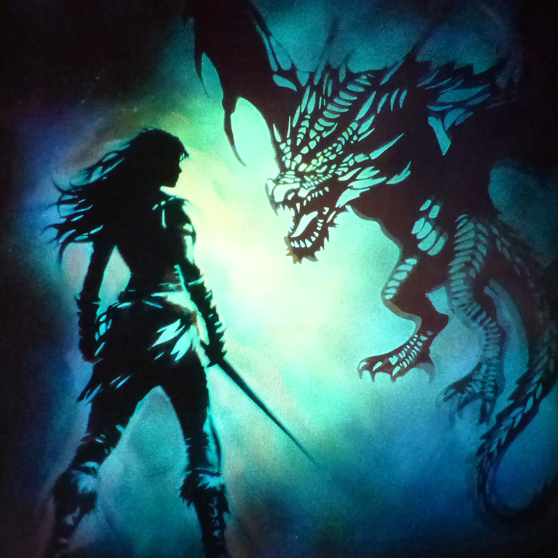 glow in the dark dragon fantasy painting 