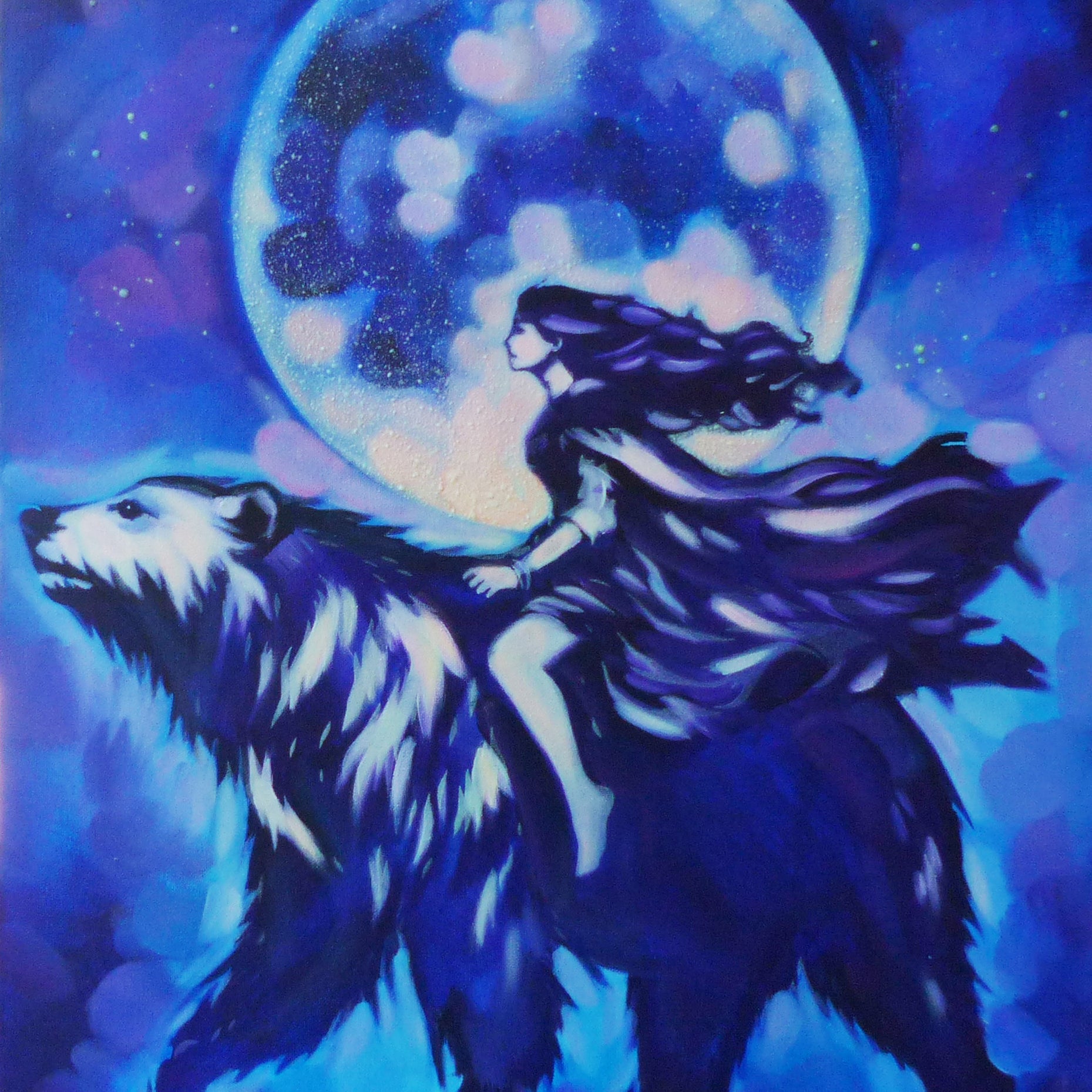 glow painting, polar bear 