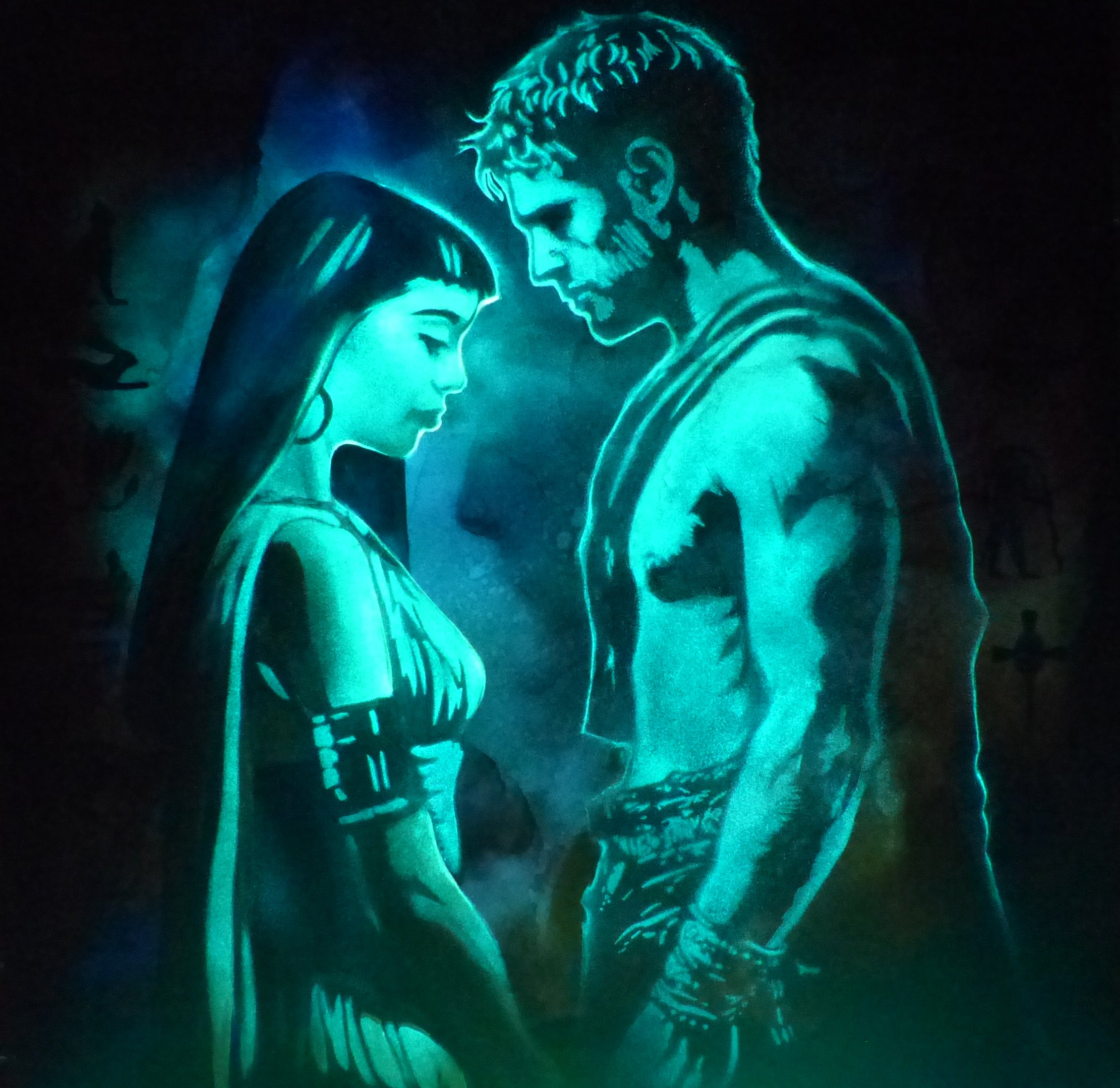 Cleopatra and Mark Anthony - Glow Painting 