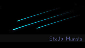 Photoluminescent shooting star decal, emitting a soft glow in the dark, featuring streaking meteors with sparkling tails