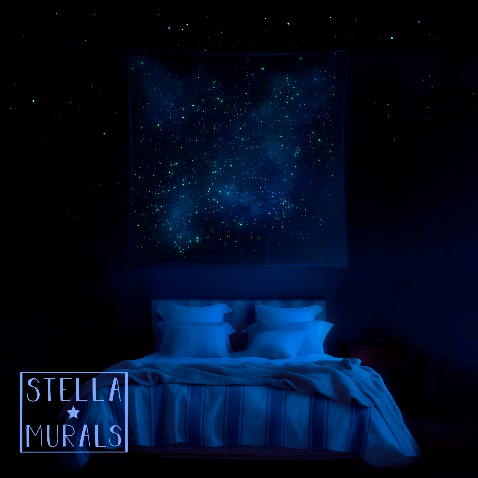 Random Star Field  Glow in the Dark Star Ceiling Canopy - Stella Murals