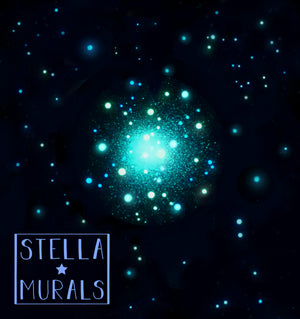 star cluster glows in the dark for a galaxy inspired bedroom wall or ceiling. Glows all night.