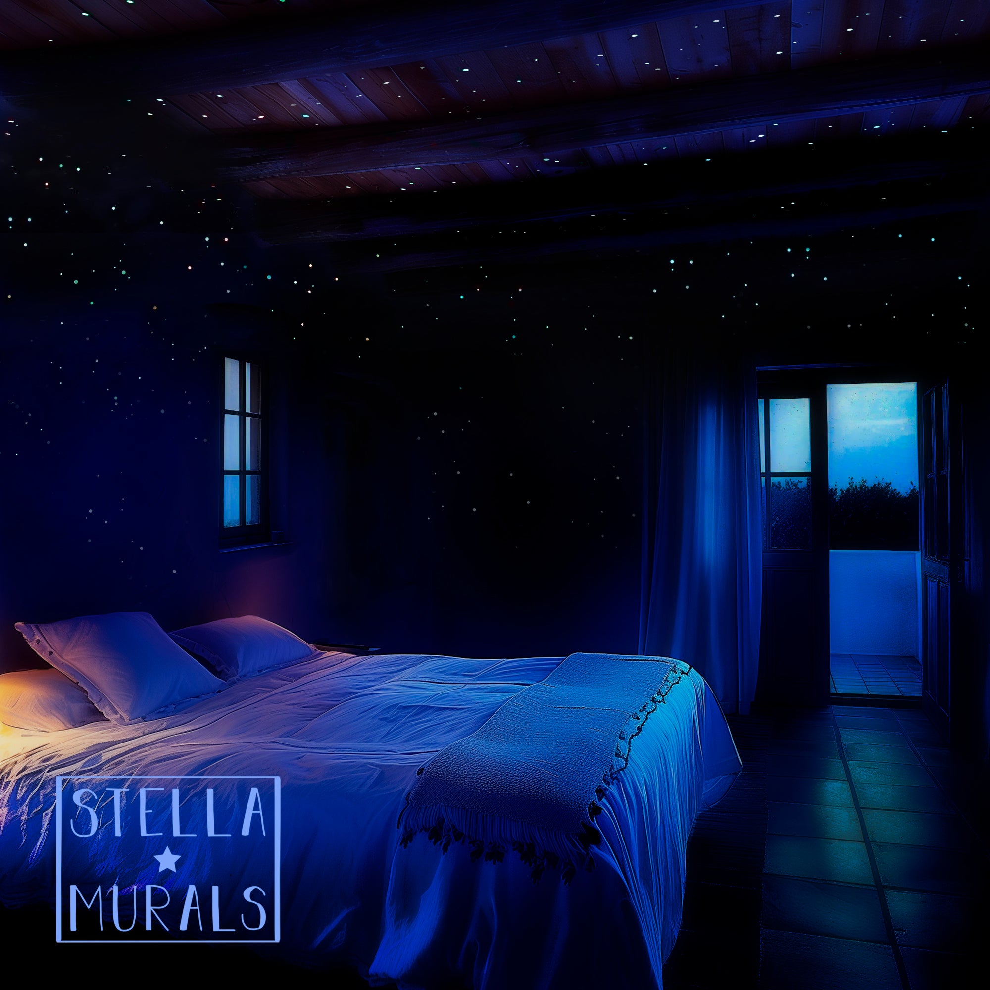 best realistic glow in the dark stars in romantic bedroom 