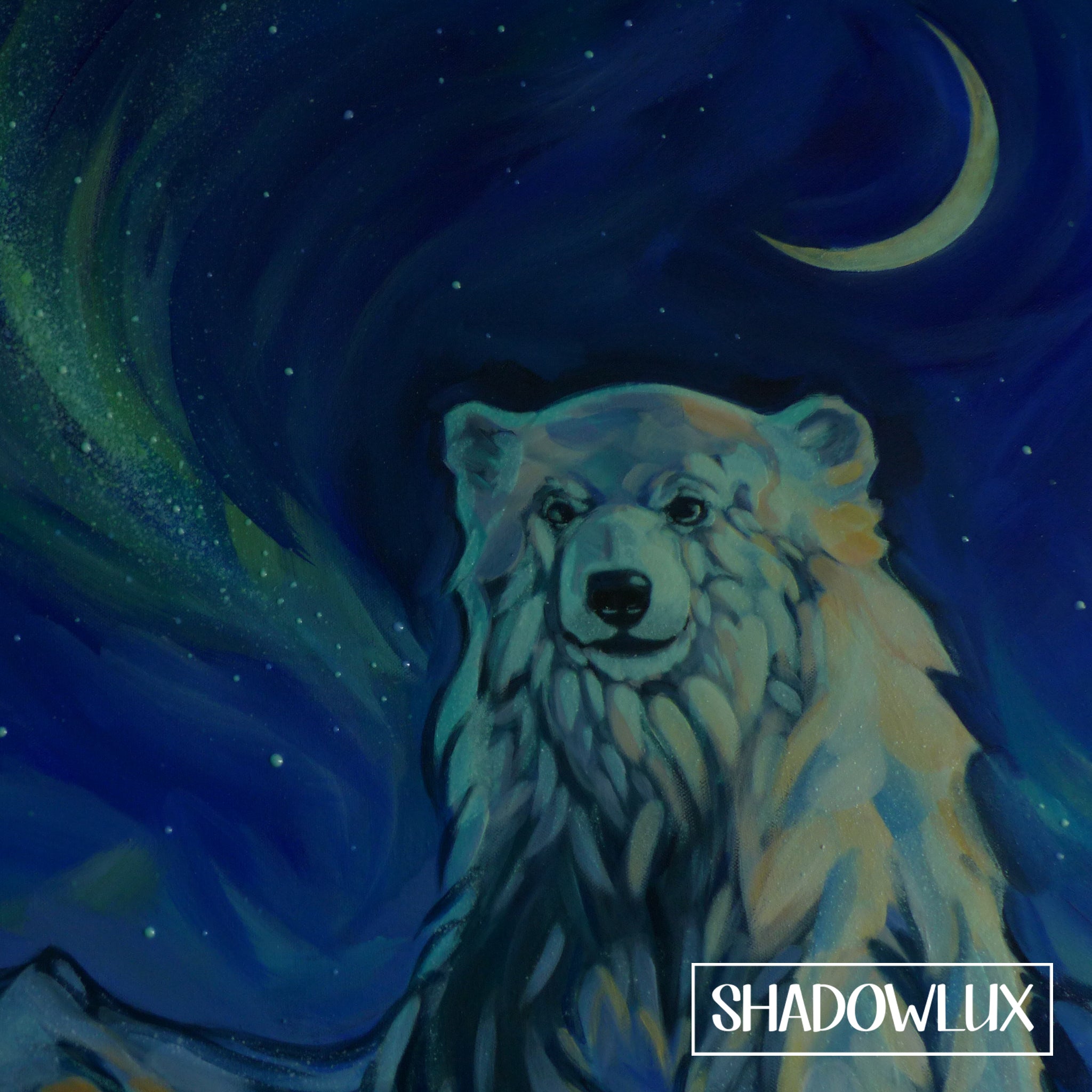 glow in the dark bear painting polar bear aurora 