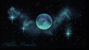 Glow in the Dark Mural | Moon and Sparkle Stars